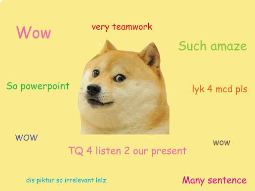 Doge meme on a yellow background